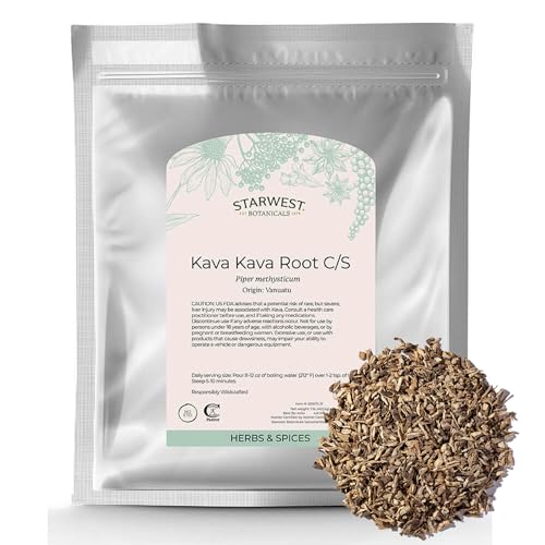 Starwest Botanicals Kava Kava Root - Dried Herb for Tea & Beverages, Natural Piper Methysticum, Wildcrafted, Cut & Sifted, Certified Kosher - Bulk 1 lb Bag