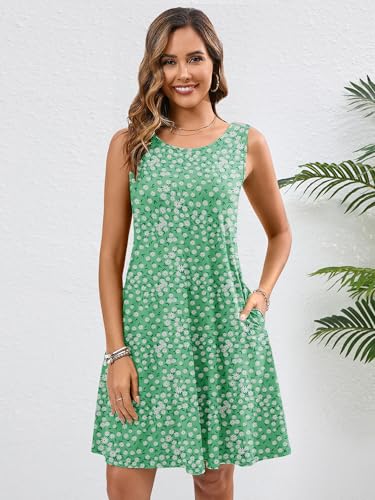Image of Heymoments Women's Summer Sleeveless Crewneck Dresses Casual Loose Fitted Tank Sundress with Pockets