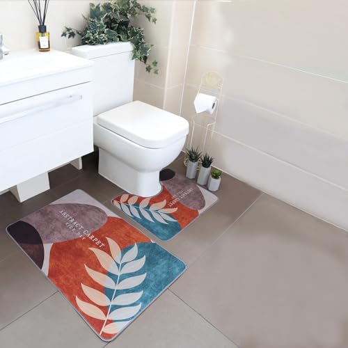 HOMESmith 2-piece Bathmat Set, Non-Slip and Absorbent, Machine Washable Bathroom Mat