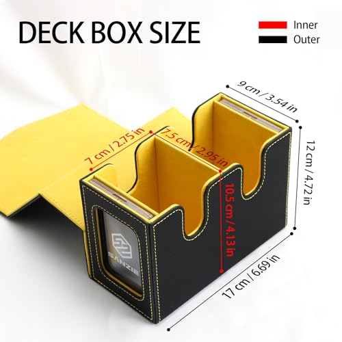 Image of SANZIE Card Deck Box for MTG Commander Deck Box with 2 Toploaders 35PT fits 240+ Single Sleeved Trading Cards PTCG TCG Deck Box for Trading Cards (Black)