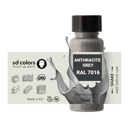 SD COLORS ANTHRACITE GREY RAL 7016 15ML Universal Touch Up Paint | Compatible with Cars Wheels Metal Plastic & More