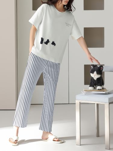 Image of Louis Luxe Womens Korean Night Dress || Full Pyjama Set || Korean Nightsuit || Women Nightwear ||Round Neck Full Sleeve Nightsuit || Loungewear || Everyday Nightdress