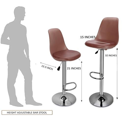 Image of DPI Modern Height Adjustable and 360 Degree Revolving Bar Stool | Kitchen Chair Suitable for Kitchen Cafeteria Dining Office Shops | (2, Tan)