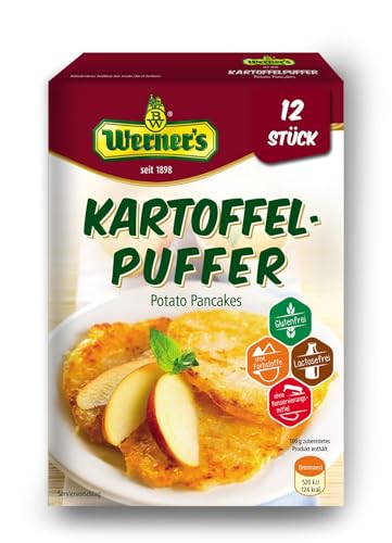 Werner´s Kartoffelpuffer 12 Stück (10 Packungen/Karton) - glutenfrei, laktosefrei, ohne Farbstoffe, ohne zugesetzte Aromen, 1 Kartoffelpuffer entspricht 67 kcal