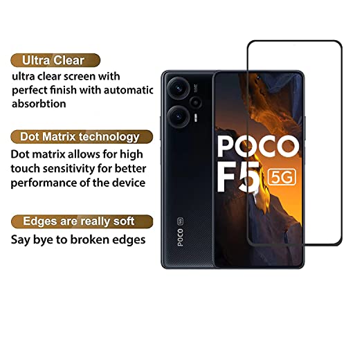 Image of Tempered Glass For Poco F5 5G Screen Protector Edge to Edge Coverages 11D Tempered Glass, Full Adhesives Glass POCO F5 5G