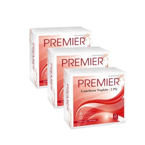 Image of Premier Luncheon Tissue Paper Napkins (150 Pulls) | 50 Pulls x 3 Pack | 2-ply Absorbent & Disposable Table Napkins | Hygienic & Durable, Ideal for Dining, Parties & Everyday Use