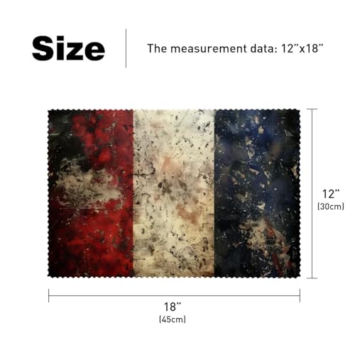 Set de table antidérapant grunge rayé rouge blanc bleu 30x45 cm lot de 6