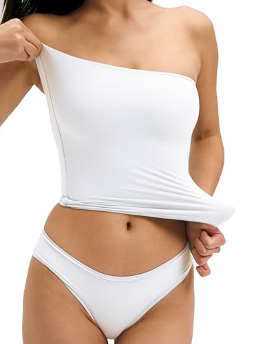 Women Soft Tube Tops Summer Going Out Tops Double Lined Bandeau Basic Tank Top