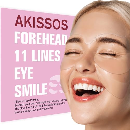 Silikonpflaster Gegen Falten - Akissos 5PCS Super Hydratation Zornesfalte Pflaster Face Tape Silikon Falten Pflaster Gesicht für Gesicht|Stirnfalten|Augen Straffung über Nacht Nach der Skincare