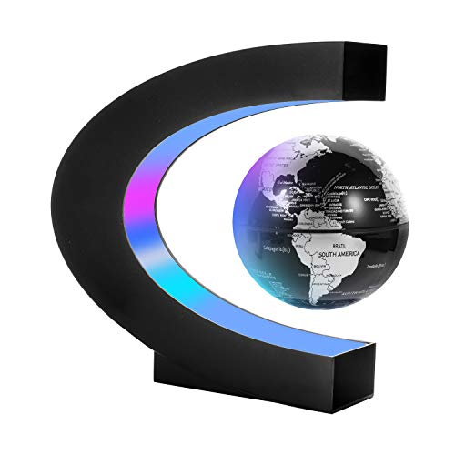 Gresus Magnetic Levitation Floating World Map Globe with C Shape Base, Floating Globe