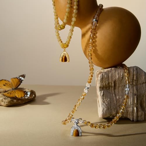 Image of Five Elements 18K Gold Vermeil 3 Layered Crystal Gemstone Beads Bracelet & Necklace for women Solid 925 Sterling Silver 18K Gold or White Gold Plated jewelry