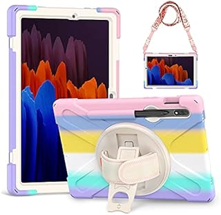 Gerutek Samsung Galaxy Tab S8/S7 11 inch Tablet Case Shockproof, Heavy Duty Rugged Durable Case with Pencil Holder,360 Rotating Hand Stand Silicone Protective Cover for Galaxy Tab S8/ S7, Camo Pink