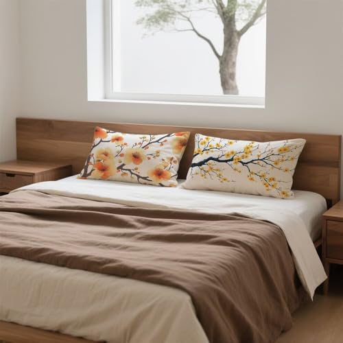 Housses de coussin 70x90cm en velours jaune à fleurs - 4