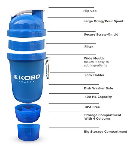 Image of Kobo Shaker Sipper Bottle 400 ml with 2 Compartment (Imported)