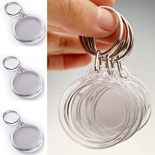 25Pcs Clear Round Acrylic Photo Keychains Round Blank Insert Photo Picture Frame Split Ring Keychain Snap In Round Photo Keychrings Wallet Friendly Key Ring For Women Men 1.4 X 1.4 Inch Inner Diameter #TOP4