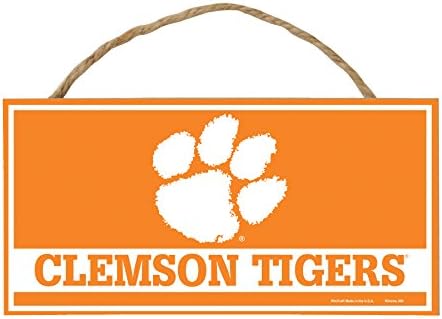WinCraft NCAA Clemson Tigers Hardboard Wood Signs with Rope, 5 x 10-Inch, Multi