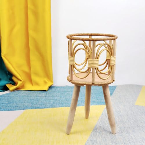 Support de Pot de Fleurs en Bois Stable avec Texture Tissée - 8