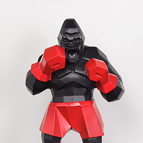 Artlovin Creative Boxing King Kong Sculptures Fashion Gorilla Animal Character Figurines Orangutan 25Cm Home Living Room Decoration Gifts (Black) #TOP5