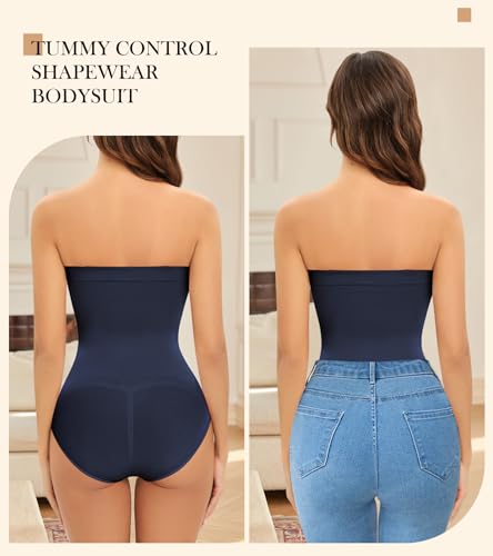 Image of Strapless Shapewear for Women Tummy Control Triangle Bodysuit Body Shaper