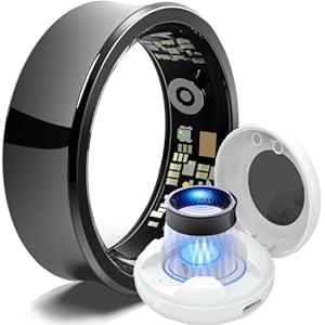 Smart Ring – Health Tracker for Men/Women – Sleep Tracking Wearable – Heart Rate – Fitness Tracker – Blood Oxygen Monitoring – No App Subscription – Up to 5 Days of Battery Life – Black Size 10