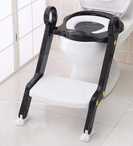 Chaise d'échelle de toilette pour bébé et réducteur de WC noir
