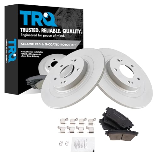 Image of TRQ Rear Brake Pad and Rotor Set Ceramic Coated Rotors Compatible with 2018-2020 Mitsubishi Eclipse Cross 2017-2020 Outlander 2018-2021 Outlander PHEV