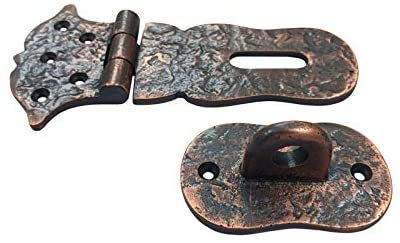 Image of Adonai Hardware inchParan inch Heavy Duty Cast Iron Safety Locking Hasp and Staple (6 inch x 4 Pack, Antique Copper) for Vintage Pirates Treasure Chest, Trunks, Wooden Jewelry Box, Cases, Furniture and Sheds
