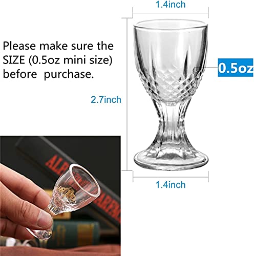 Shot Glasses, Ruckae 0.5Oz Mini Wine Shot Glasses 12 Set, Unique Long Stem Wine Glasses/Mini Goblet Liquor Glasses/Port Glasses #TOP1