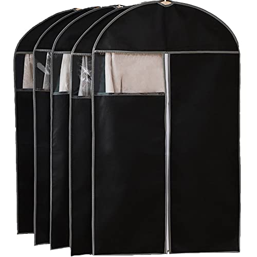 Bolsas de Ropa a Prueba de Polvo,Funda de Ropa Anti-Polvo,Bolsa de Traje Transparente,Bolsa de Ropa A Prueba de Polvo Impermeables y con Humedad,para Trajes,Vestidos,Abrigos,Camisas,5 Pcs,60 x 100 cm Cover