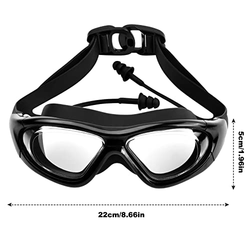 emperoch HD Large Frame Swimming Goggles Adult Adjustable Swimming Diving Goggles Anti-Fog Waterproof Swimming Goggles Set including Earplugs Adult Anti-Fog Anti-UV Diving Goggles(Black) - Image 2