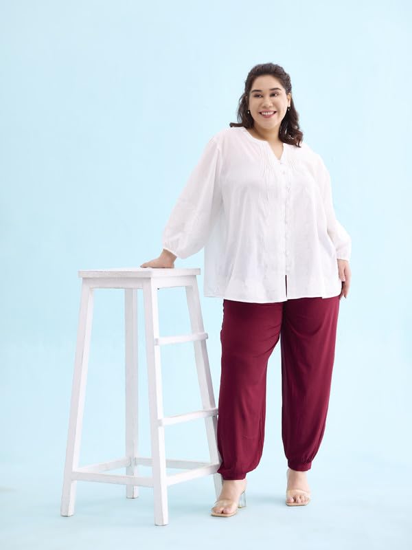 Image of GO COLORS Women Mid Rise Viscose Harem Pants | Wrinkle Free, Relaxed Fit, Free Size