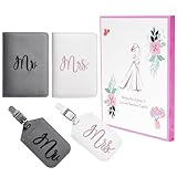 Casmonal Bridal Shower Gifts for Bride, Mr and Mrs Luggage Tags Passport Holders Set, Newlyweds Wedding Gifts for Couples 2026, Cute Engagement Gift Ideas for Travel