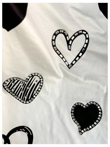 Image of RoseSeek Women's Beaded Sequin Tops Bowknot Bow T Shirt Short Sleeve Crewneck Trendy Tee Top Y2k Tops