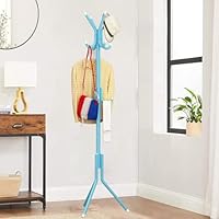 COSTYERT Coat Racks Freestanding, Metal Coat Rack Stand with 12 Hooks and 4 Legs, Entryway Hanger Stand, Coat Tree for Hat, Jacket, Purse, 20.5\" L x 20.5\" W x 68.9\" H (Blue)