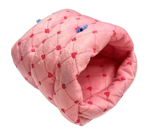 Image of WOWOWMEOW Small Animals Warm Hanging Cage Cave Bed for Hamsters, Guinea-Pigs, Rats and Chinchillas (M, Poker-Pink)
