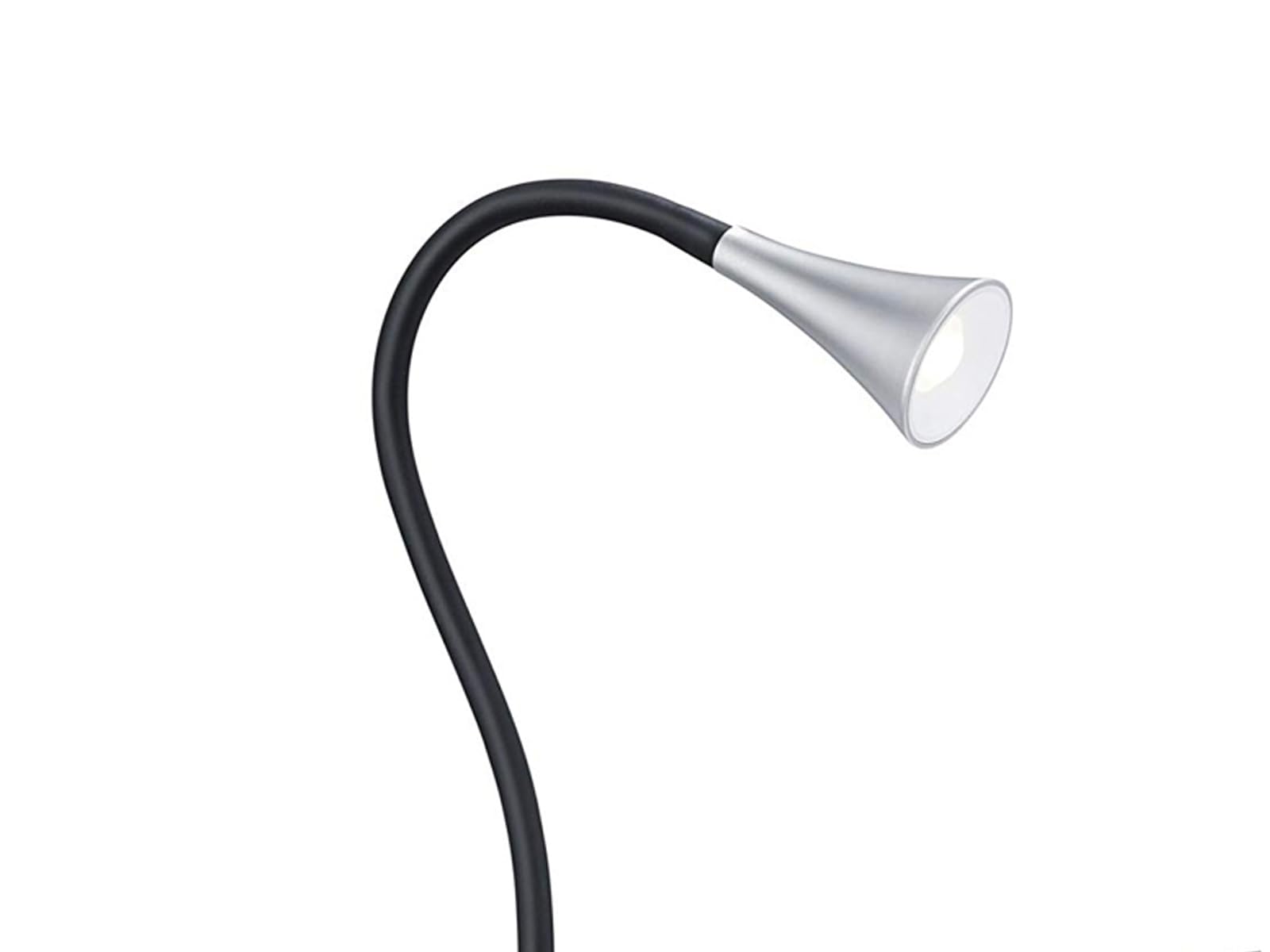 Lot de 2 lampes LED flexibles avec col de cygne - 1 lampe à pince en plastique - Argenté/noir.