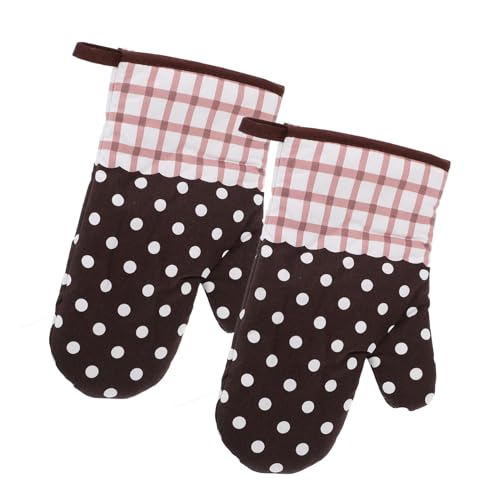 FUNOMOCYA Heat Proof Cooking Gloves 2 Pcs Cotton Oven Mittens Kitchen Baking Mittens Non-Slip Grip