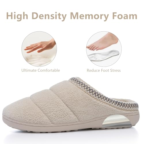 Slippers for Women Indoor and Outdoor Warm Cozy House Slippers with Soft Terry Cloth Memory Foam and Non-Slip TPR Sole Bedroom Shoes Gifts for Women Her Mom Beige3