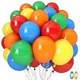 XIMEY 50 Ballon Multicolore, Ballon Rouge Jaune Bleu, Pastel, Arc en Ciel, Ballons Paillettes Anniversaire, Mariage, Graduation, Fête (Rouge, Jaune, Bleu, 50)