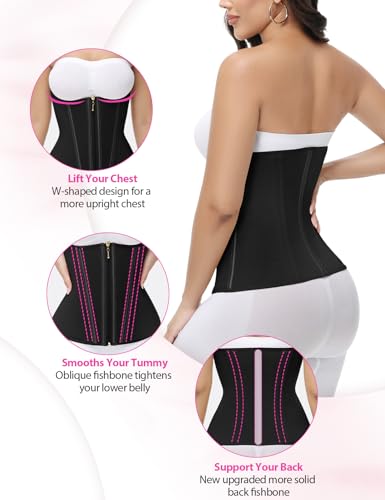 Image of SHAPSHE Waist Trainer for Women Tummy Control Workout Waist Cincher Corset Shapewear Postpartum Body Shaper with Zipper Hook