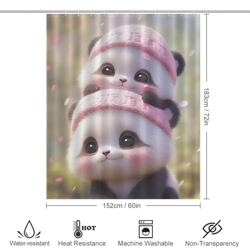 Rideau de douche tissu polyester panda imperméable 152x183cm pour douche et baignoire - 4