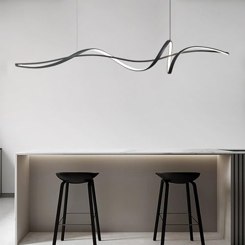 Lustre dimmable LED noir suspension de cuisine et luminaire linéaire de bureau 140cm