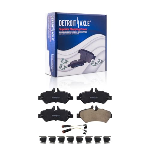 Image of Detroit Axle - Rear 2pc Brake Pads for Dodge Sprinter Freightliner Mercedes-Benz Sprinter 2500 3500, 2 Ceramic Brake Pads w /Hardware Replacement