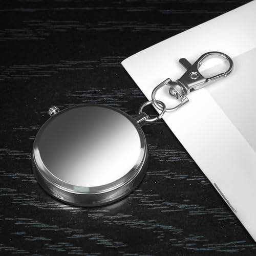 Image of Minimalist Ultra Thin Open Face Quartz Pocket Watch with Key Buckle Unisex Portable Unisex Pocket Watch