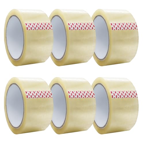 Goldstar Leisure GSL Heavy Duty Parcel Tape - 6 Rolls (48mm x 60m) - Strong Heavy Duty Clear Tape for Packing Boxes, Secure Packaging Tape for Moving House, long term storage, sticky (Clear, 6 rolls)