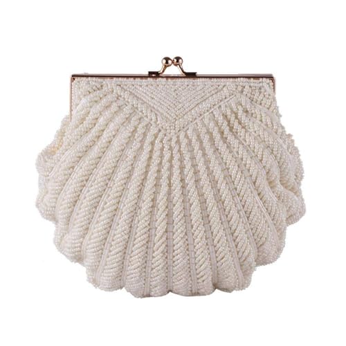 Bolso bandolera para mujer, bolso de embrague para mujer, bolso de mano, bolso de noche, boda, novia, perlas, moda, concha, cadena, bolsa de fiesta, Mi Bai