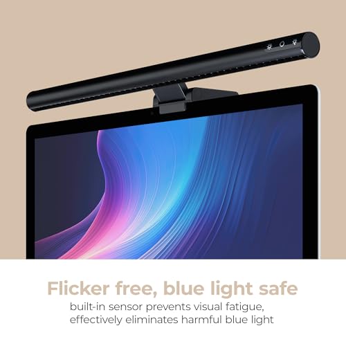 Image of Quantum LED Computer Monitor Lamp Screen Light Bar in Black with 6ft USB-A Plug-in Cord, Dimmable and 5-CCT Selectable Touch Controls