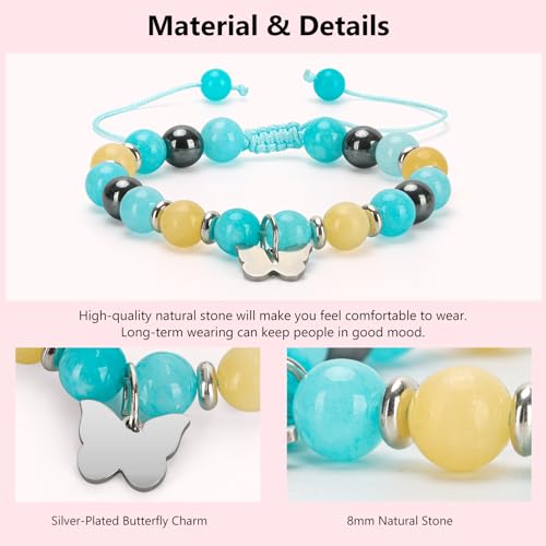 Createreedo Inspirational Bracelets Gifts for Women Teen Girls, Sometimes You Forget You're Awesome Natural Stone Butterfly Charm Bracelet for Birthday Graduation Mothers Day Easter ChristmasTeacher Appreciation Gifts2