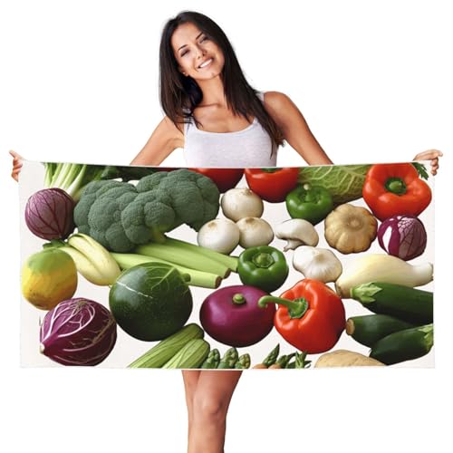 SDTYKHJ Introduction of Various Vegetables Microfiber Beach Towel Sand Free