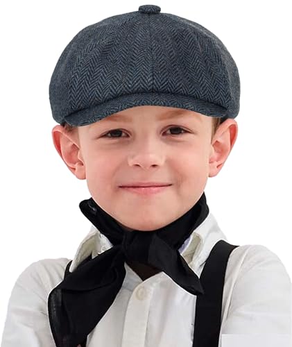 Kids Wool-Blend Newsboy Cap Tweed Flat Cap - Boys Vintage Beret Cabbie Hat Pageboy Caps for 3-6 Years Old4